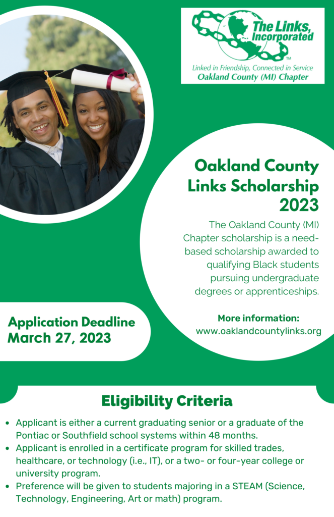 Oakland County Great Links Scholarship flyer